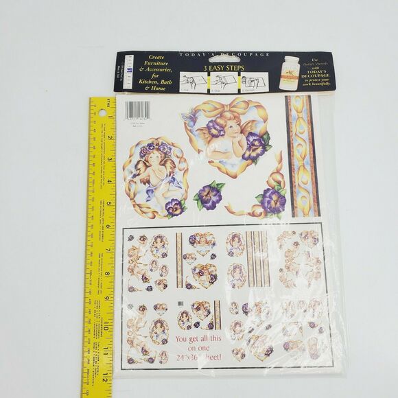 Cherub Angels Decoupage Hand painted Prints by Chris Gleaton Vintage 90s 16032 - Picture 4 of 7